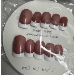 Red Color Changing Square Press On Nails With White French Tip‎